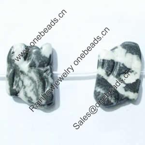 Gemstone beads, white and black stone, coney, 23x32mm, Sold per 16-inch Strand 