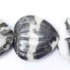 Gemstone beads, white and black stone, heart, 25x25mm, Sold per 16-inch Strand