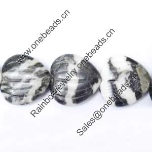 Gemstone beads, white and black stone, heart, 30x30mm, Sold per 16-inch Strand