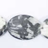 Gemstone beads, white and black stone, oval, 13x18mm, Sold per 16-inch Strand