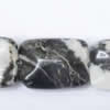 Gemstone beads, white and black stone, wave rectangle, 40x30mm, Sold per 16-inch Strand