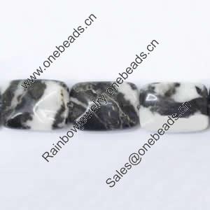 Gemstone beads, white and black stone, wave rectangle, 40x30mm, Sold per 16-inch Strand