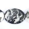 Gemstone beads, white and black stone, oval, 30x25mm, Sold per 16-inch Strand 