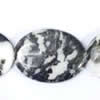 Gemstone beads, white and black stone, oval, 40x30mm, Sold per 16-inch Strand 