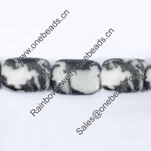 Gemstone beads, white and black stone, oblong, 40x30mm, Sold per 16-inch Strand 