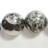 Gemstone beads, black and white stone, round, 10mm, Sold per 16-inch Strand