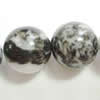 Gemstone beads, black and white stone, round, 4mm, Sold per 16-inch Strand