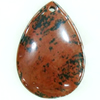 Gemstone pendant, black obsidian, flat teardorp, 40x50x6mm, Sold by PC