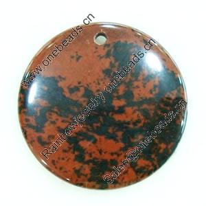 Gemstone pendant, black obsidian, coin, 45x45x6mm, Sold by PC 