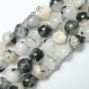 Gemstone beads, black rutilated quartz, round, 10mm, Sold per 15-inch Strand