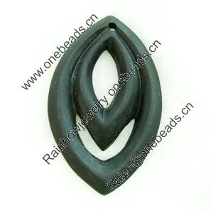 Gemstone pendant, sand surface black stone, hores eye, 35x50x6mm, Sold by PC 