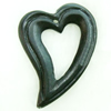 Gemstone pendant, sand surface black stone, donut heart, 43x50x7mm, Sold by PC 