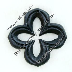 Gemstone pendant, sand surface black stone, flower,40x40x6mm, Sold by PC 