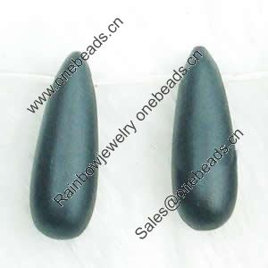 Gemstone beads, sand surface black stone, pear, 29x10mm, Sold per 16-inch Strand