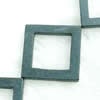 Gemstone beads, sand surface black stone, corner drilled square, 34x34x5mm, Sold per 16-inch Strand 