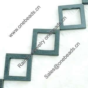 Gemstone beads, sand surface black stone, corner drilled square, 34x34x5mm, Sold per 16-inch Strand 