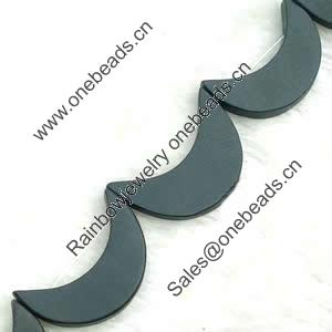 Gemstone beads, sand surface black stone, half-moon, 37x22mm, Sold per 16-inch Strand 