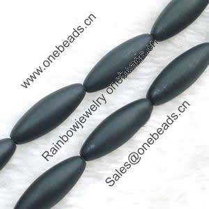 Gemstone beads, sand surface black stone, rice, 10x28mm, Sold per 16-inch Strand 