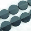 Gemstone beads, sand surface black stone, coin, 20x20x6mm, Sold per 16-inch Strand 