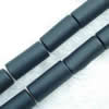 Gemstone beads, sand surface black stone, tube, 15x30mm, Sold per 16-inch Strand 