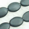 Gemstone beads, sand surface black stone, oval, 10x14mm, Sold per 16-inch Strand