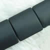 Gemstone beads, sand surface black stone, rectangle, 20x22x7mm, sold per 16-inch strand