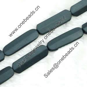 Gemstone beads, sand surface black stone, rectangle, 12x40x7mm, Sold per 16-inch Strand 