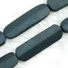 Gemstone beads, sand surface black stone, rectangle, 12x40x7mm, Sold per 16-inch Strand 