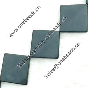 Gemstone beads, sand surface black stone, corner drilled square, 25x25mm, Sold per 16-inch Strand