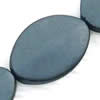 Gemstone beads, sand surface black stone, oval, 22x31mm, Sold per 16-inch Strand 