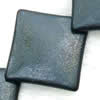 Gemstone beads, sand surface black stone, dish corner drilled square, 24x24x5mm, Sold per 16-inch Strand 