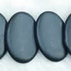 Gemstone beads, sand surface black stone, dish oval, 20x30mm, Sold per 16-inch Strand 