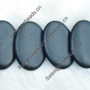Gemstone beads, sand surface black stone, dish oval, 20x30mm, Sold per 16-inch Strand 