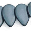 Gemstone beads, sand surface black stone, dish flat teardrop, 20x30mm, Sold per 16-inch Strand 