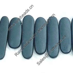 Gemstone beads, sand surface black stone, oval, 28-40mm, Sold per 16-inch Strand 