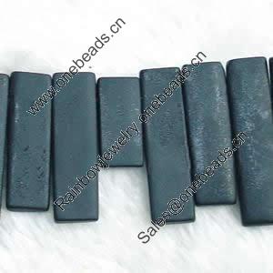 Gemstone beads, sand surface black stone, rectangle, 28-40mm, Sold per 16-inch Strand