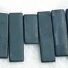 Gemstone beads, sand surface black stone, rectangle, 28-40mm, Sold per 16-inch Strand