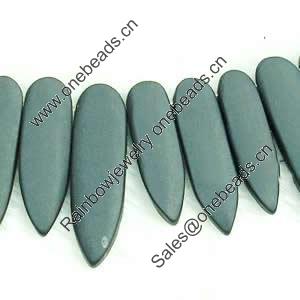 Gemstone beads, sand surface black stone, flat teardrop, 28-40mm, Sold per 16-inch Strand