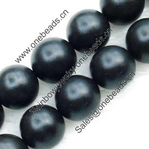 Gemstone beads, sand surface black stone, round, 14mm, Sold per 16-inch Strand