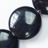 Gemstone beads, black stone, coin, 20mm, Sold per 16-inch Strand 