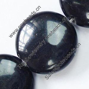Gemstone beads, black stone, coin, 8mm, Sold per 16-inch Strand 