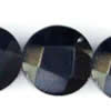 Gemstone beads, black stone, faceted coin, 14x14mm, Sold per 16-inch Strand