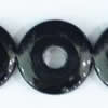 Gemstone beads, black stone, donut, 12x12mm, Sold per 16-inch Strand 