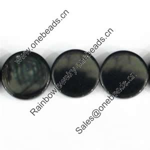 Gemstone beads, black stone, plane coin, 30x30mm, Sold per 16-inch Strand 