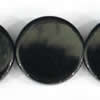 Gemstone beads, black stone, plane coin, 30x30mm, Sold per 16-inch Strand 