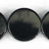Gemstone beads, black stone, plane coin, 35x35mm, Sold per 16-inch Strand 