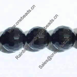 Gemstone beads, black stone, 128-faceted round, 14x14mm, Sold per 16-inch Strand