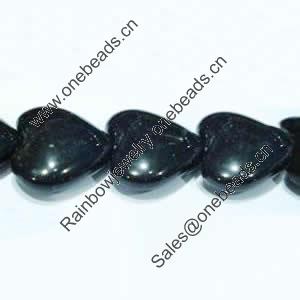Gemstone beads, black stone, heart, 12mm, Sold per 16-inch Strand 