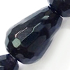 Gemstone beads, black stone, horizontal drilled faceted pear, 8x12mm, Sold per 16-inch Strand 