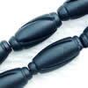 Gemstone beads, sand surface black stone, rice, 9x20mm, Sold per 16-inch Strand 